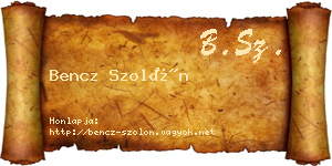 Bencz Szolón névjegykártya